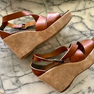 J.Crew Leather Platform Wedge Sandals W’s 7